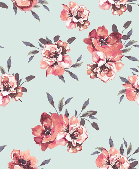allover roses, painted rose and leaves EX 20963