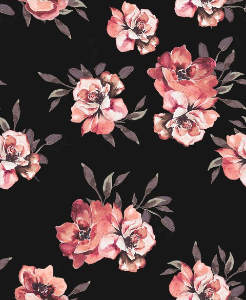 allover roses, painted rose and leaves EX 20963