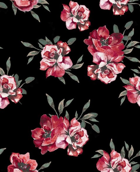 allover roses, painted rose and leaves EX 20963